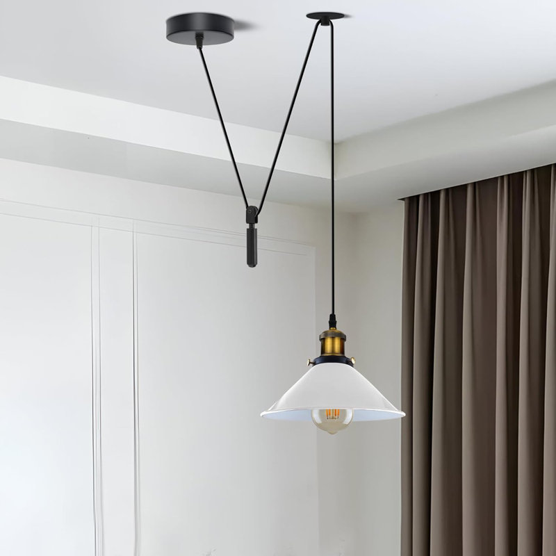 Anahla 1-Light Modern Industrial  Cone Pendant – Adjustable Ceiling Fixture for Contemporary Spaces, White, No