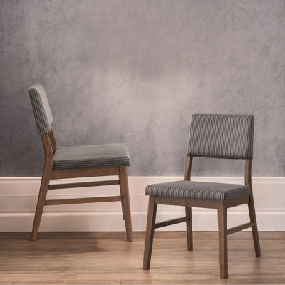 Chaise d'appoint en velours côtelé et finition noyer Seda (ensemble de 2)