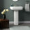 Lavabo de salle de bain piédestal rectangulaire en porcelaine vitreuse avec trop-plein Series 25,75