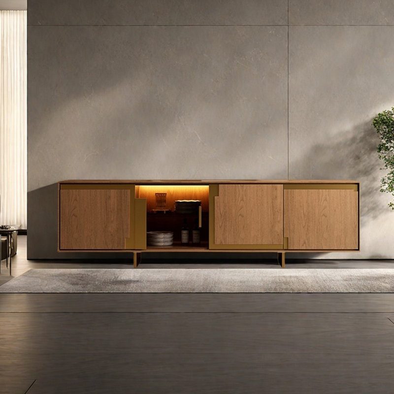 Italian Style Solid Wood TV Stand, Burlywood, 23.62"H x 78.74"L x 16.92"W