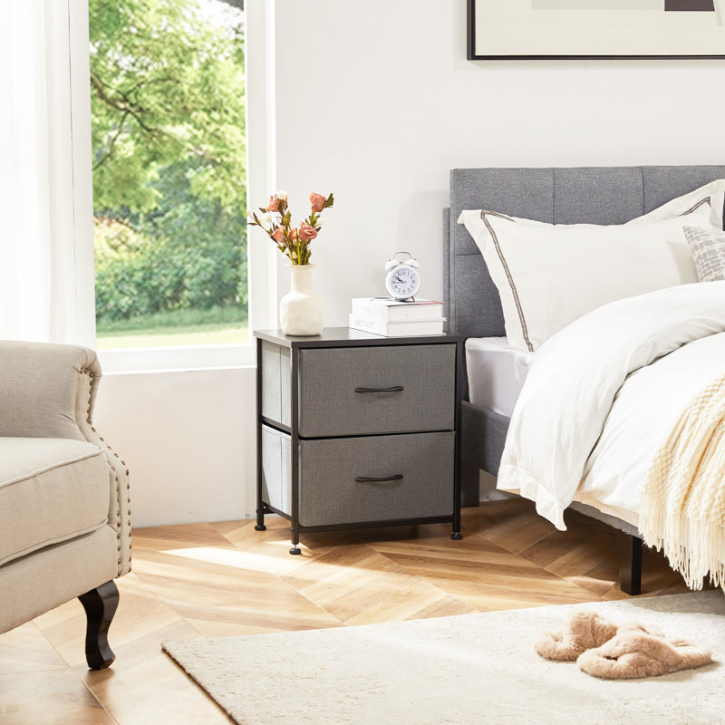  2/4-Drawer Dresser with Metal Frame & Wood Top, Fabric Storage Organizer, Black/Gray/Brown/White, Gray/2BC 2-Pack