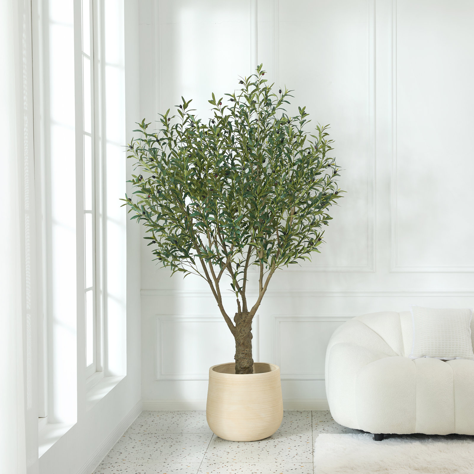 Aldis Olive Tree in Pot, 84" H x 50" W x 50" D