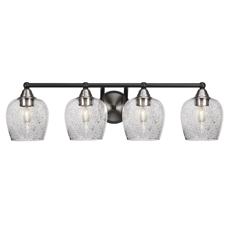 Michell 4-Light Bath Bar, Matte Black/Brushed Nickel