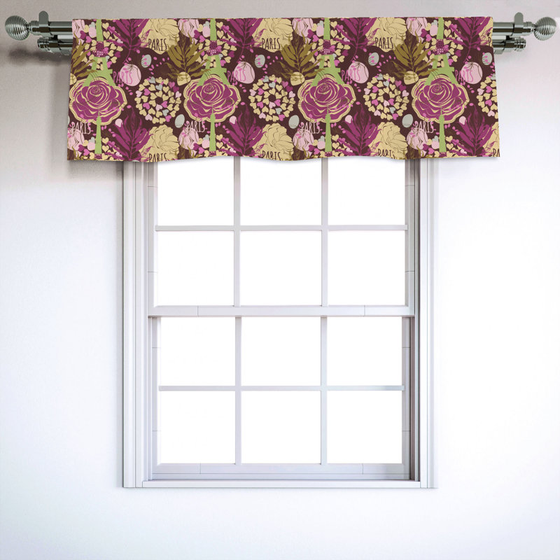 Sateen Floral Ruffled Window Valance