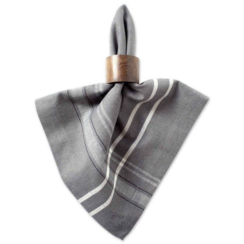 Shelton Cotton Blend Striped Square Napkin, Gray Chambray