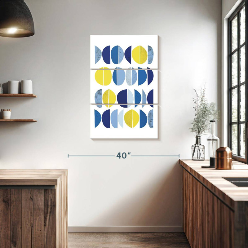 Bleu jaune moderne II, H 38 po x l 24 po