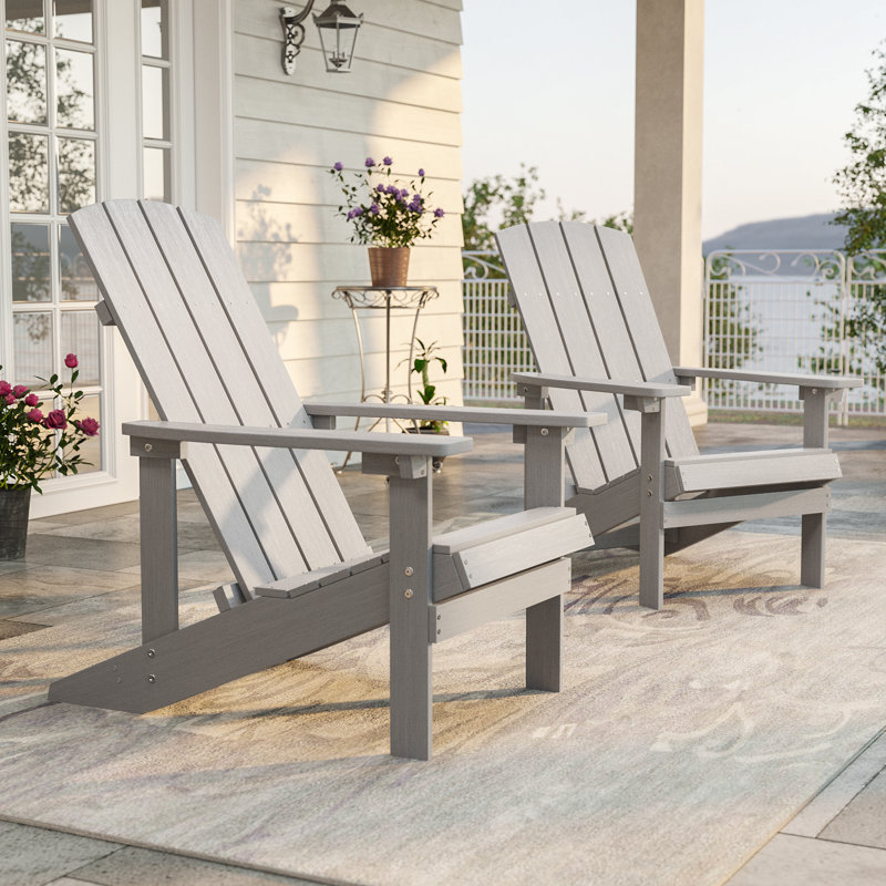 Chaise Adirondack en plastique Lall, Gris clair