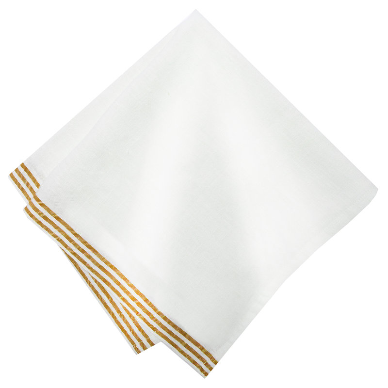 Alsace Square Napkin, White/Mustard