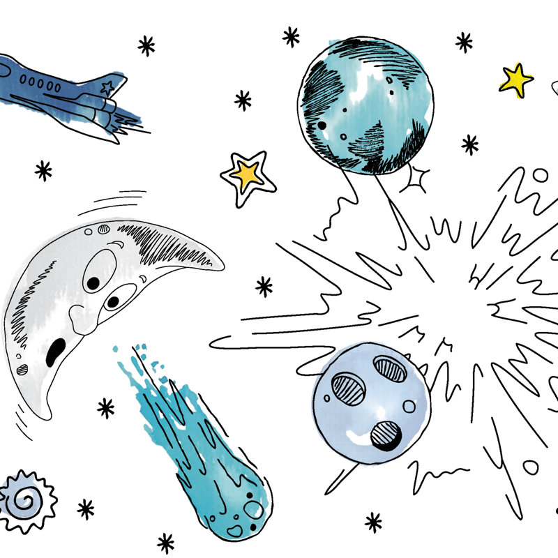 Papier peint adhésif Galaxy Border, Blanc