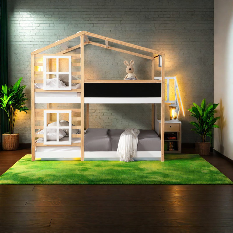Lits en bois multifonctionnels avec rangement, style maison moderne pour la famille