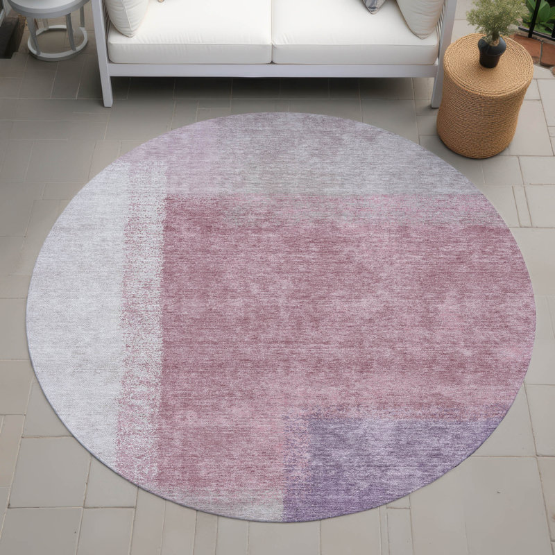 Tapis abstrait intérieur / extérieur lavable à la machine Molewski ACN2341, Rond 8 pi