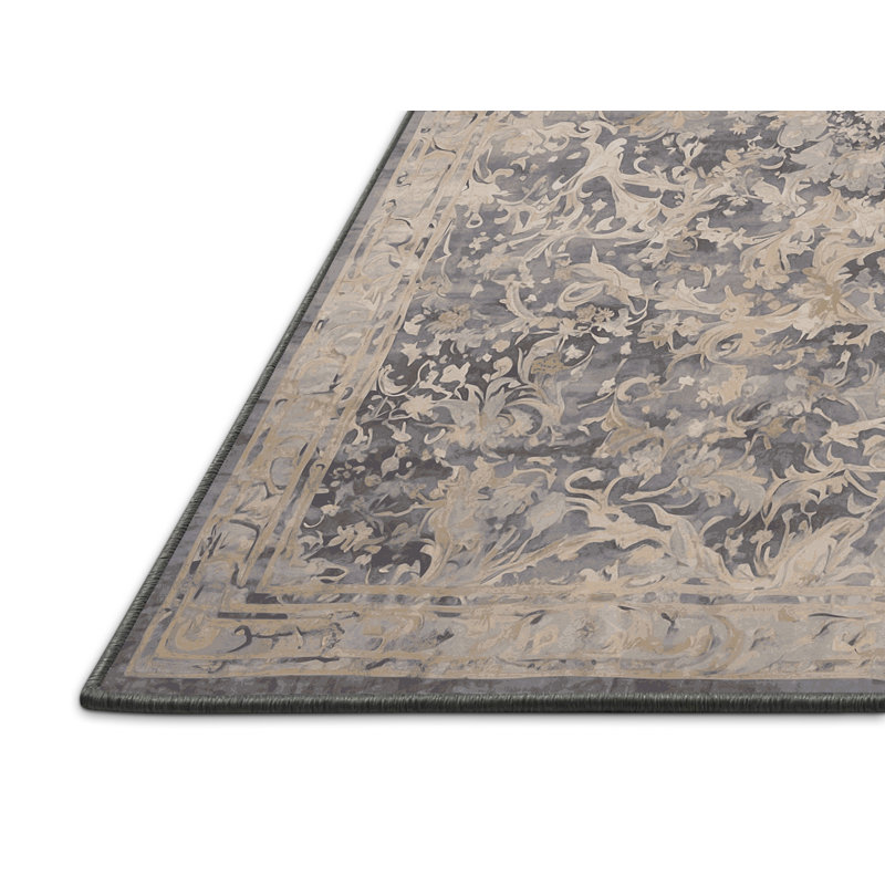 Tapis gris soyeux et moelleux, Rectangle de 5 pi x 8 pi