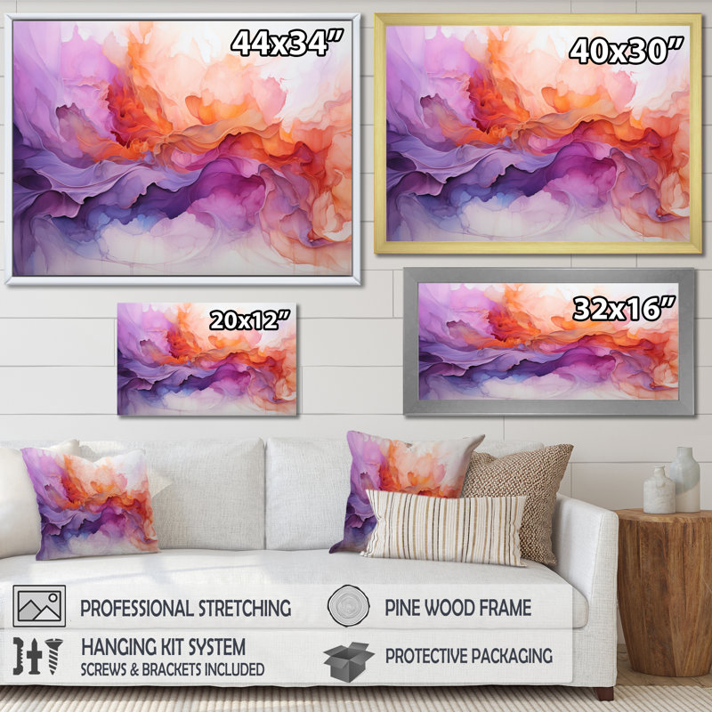 Vibrant tourbillons sur toile, H 16 po x l 32 po x P 1 po, Cadre flottant doré