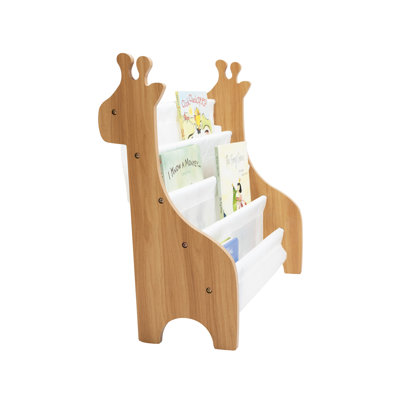 Kids Bookshelf 4 Tier Book Storage Giraffe, Natural/White by Isabelle & Max