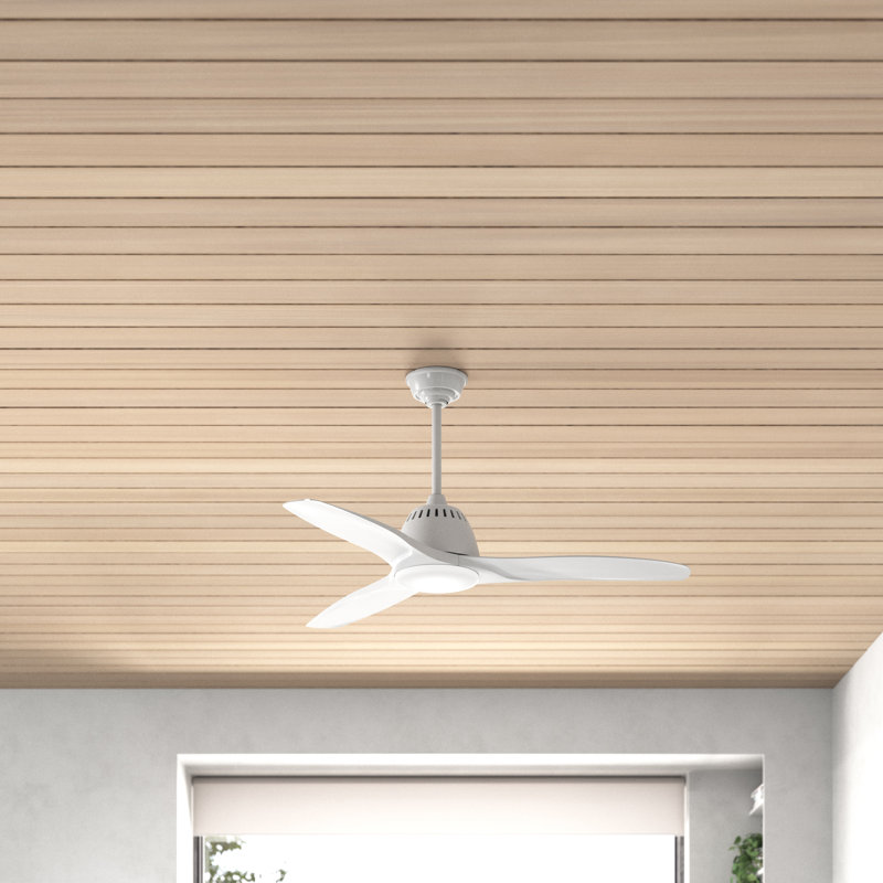 52" Wisp 3 - Blade LED Standard Ceiling Fan with Remote Control and Light Kit Included, White/Noble Bronze