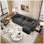 Canapé-lit convertible 3-en-1 en velours gris 89 po avec méridienne Chesterfield-129701903