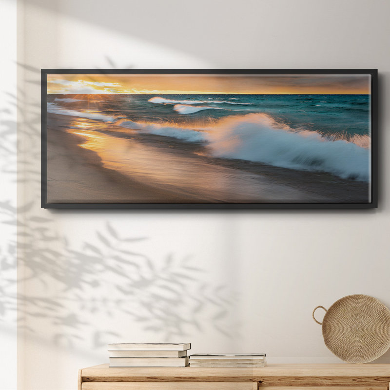 Miners Beach Light- Framed Canvas, 12" H x 30" W
