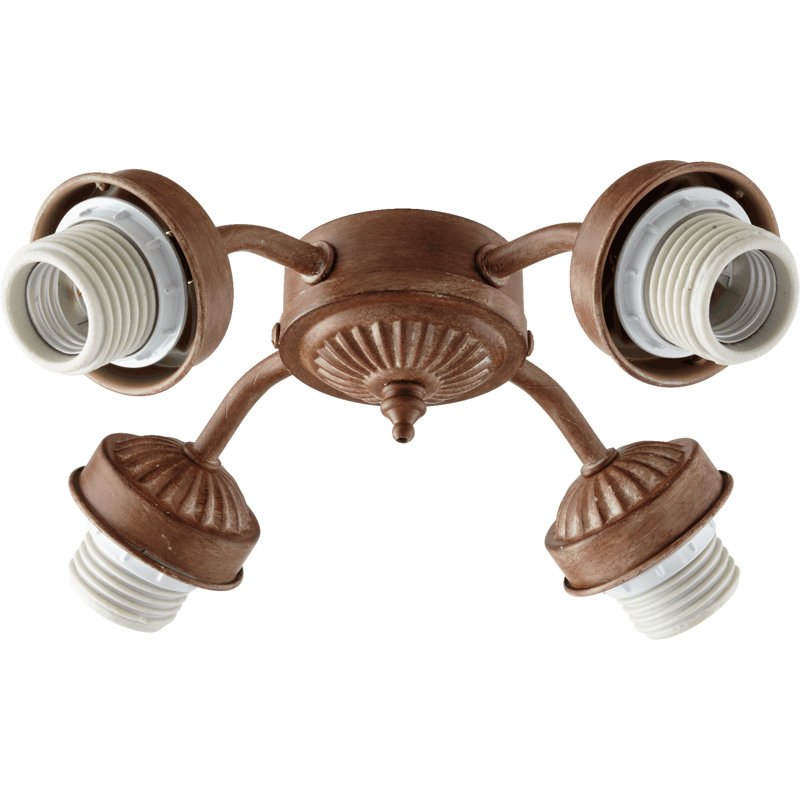 Ventilateur de plafond 4 lumières, Fluorescent, Noir mat