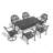 All-Weather Cast Aluminum Dining Set, Include 2 Swivel Chairs,4 Dining Chairs And Rectangular Table With Black Frame