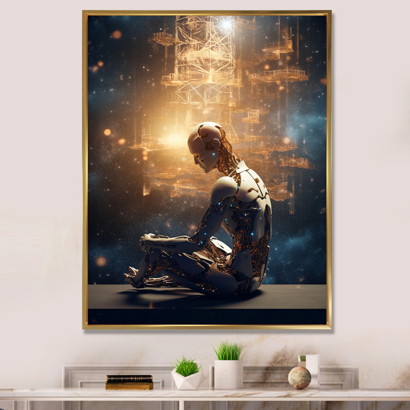 A.I. «Robot Vision I» sur toile, Cadre flottant doré, 20" H x 12" W