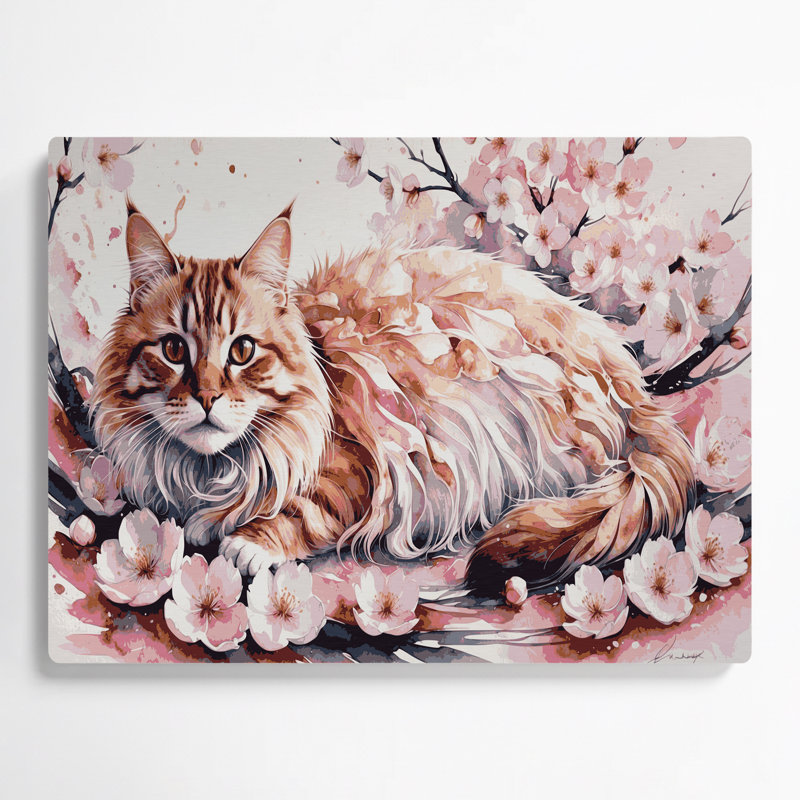 Art mural en métal «Cats Asian Semi longhair» beige, H 132 po x l 168 po x P 0,05 po