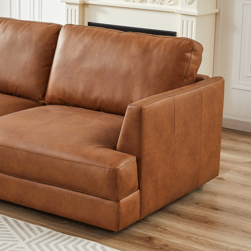 Canapé modulaire en cuir véritable Byrle, Cuir véritable cognac, Face à la gauche