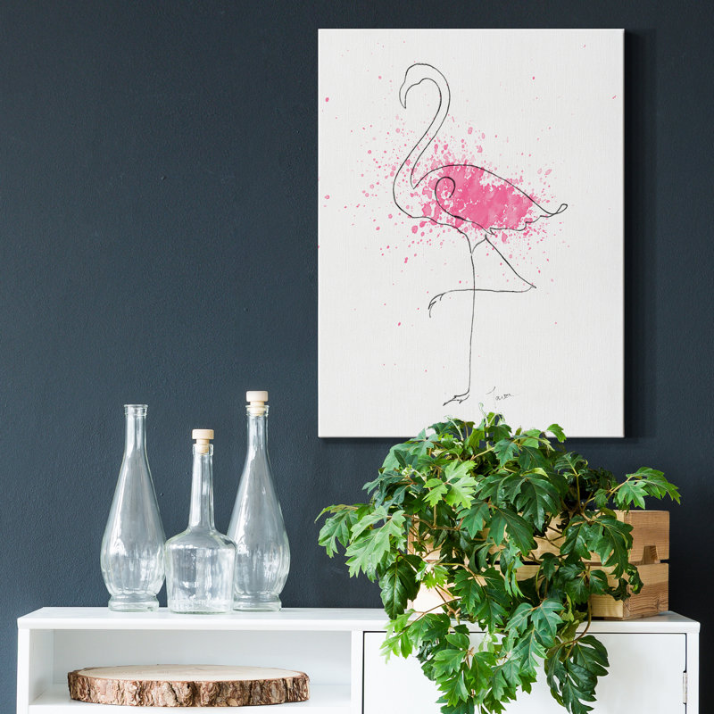 «Flamingo Splash II» par Tava Studios, reproduction d'art sur toile tendue, H 32 po x l 24 po x P 1 po