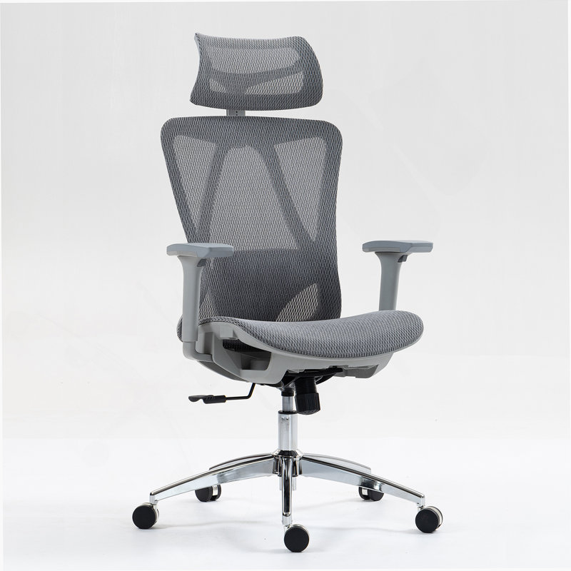 High Back Mesh Office Chair, Gray, Silver