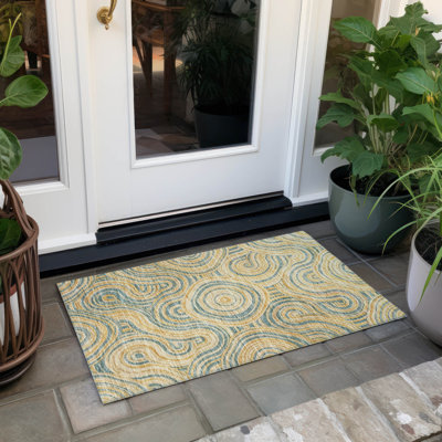 Tapis abstrait Lamanna ACN3032 lavable à la machine pour intérieur/extérieur