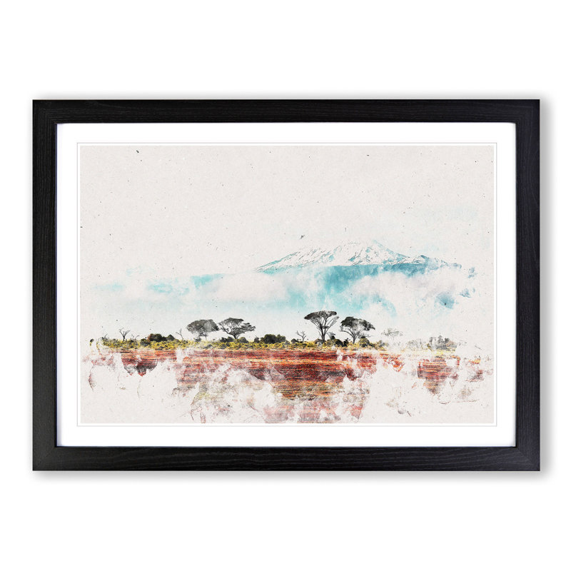 Mount Kilimanjaro in Tanzania - Picture Frame Graphic Art Print, 62cm H x 87cm W x 2cm D, Black Framed