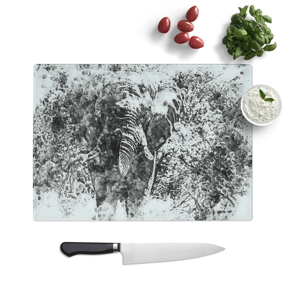 Tempered Glass The Majestic Elephant in Abstract Chopping Board