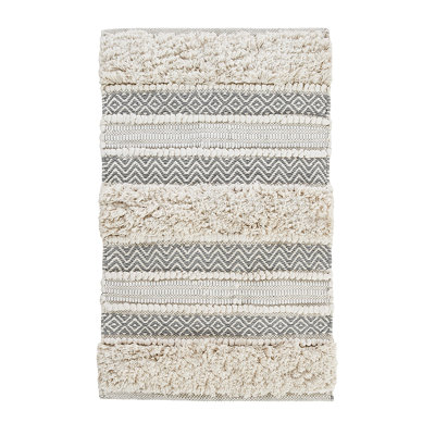 Woven Texture Stripe Bath Rug 20X32"