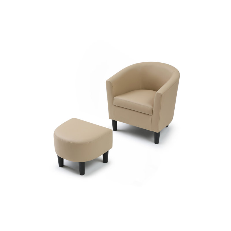Chaise en bois massif avec repose-pieds Salem, Beige
