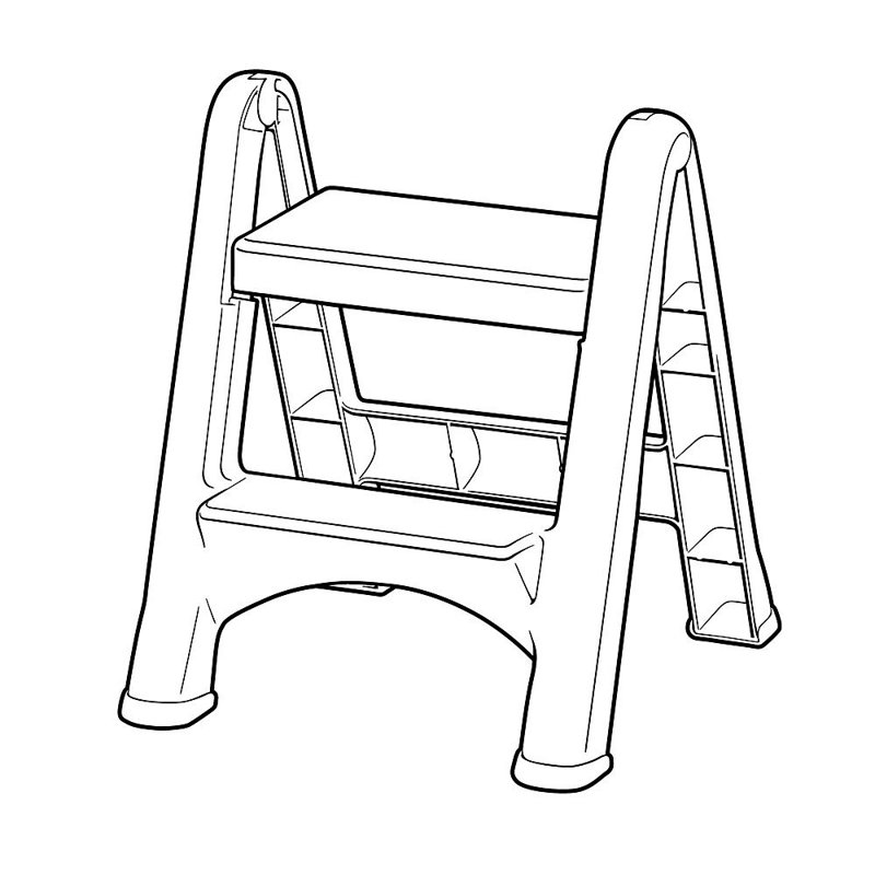 2 Step Plastic Step Stool with 300 lb. Load Capacity