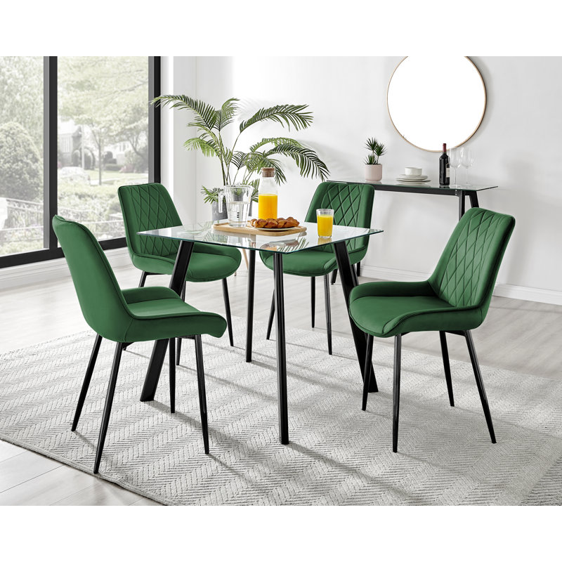 4 - Person Dining Set, Green/Black