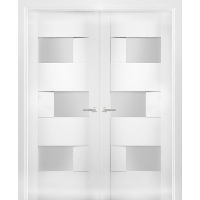 Sete Frosted Glass Standard White Doors, 48" x 84"