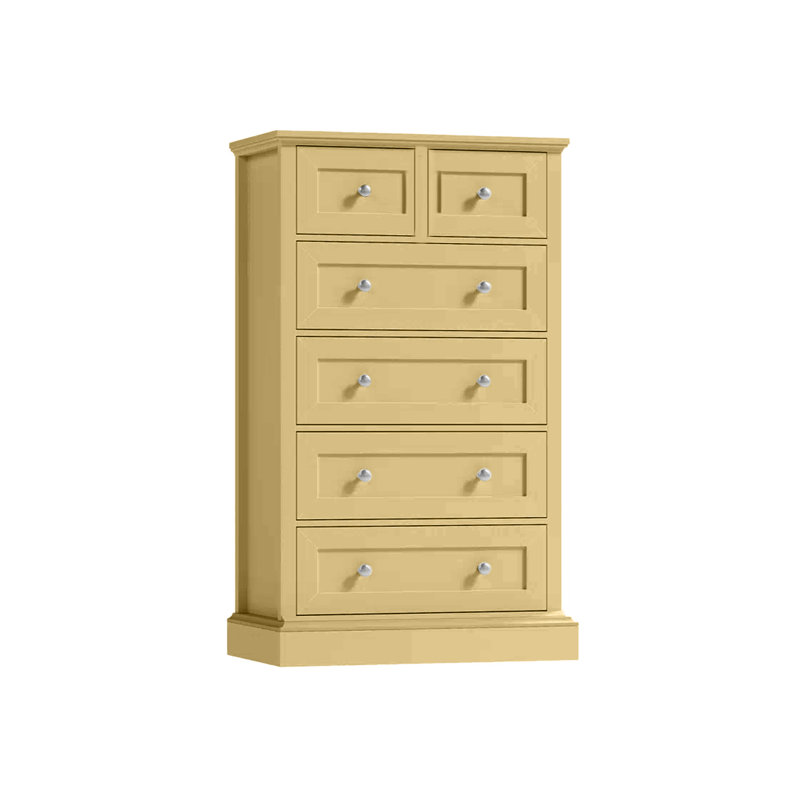 Modern Solid Wood 6 Drawer Chest, Cupola Yellow