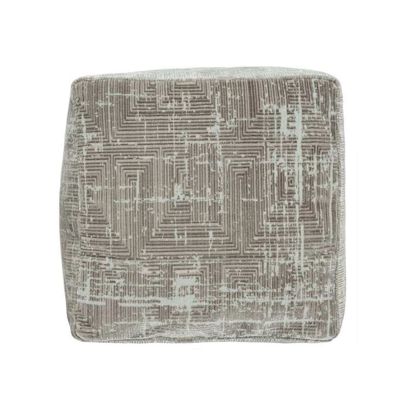 Strovolos Modern Geometric Velvet Blend Upholstered Ottoman