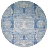 Scottlynn One-of-a-Kind Round 12'0" X 12'1" New Age Round Area Rug in Blue