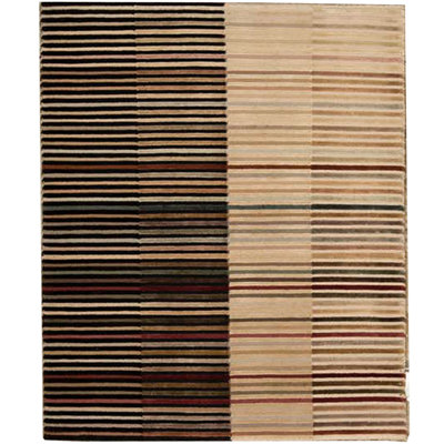 Wool Striped Area Rug in Beige/Black