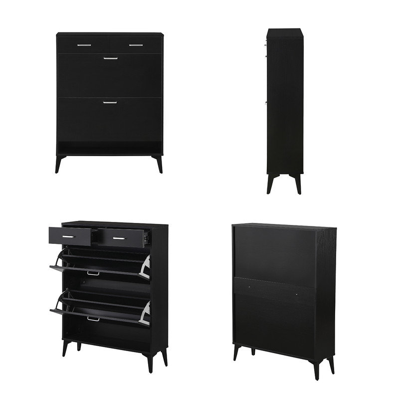 16 Pair Flip Down Shoe Storage, Black