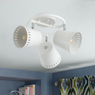 Plafonnier encastré 3 lumières en métal blanc, base E26, à intensité variable, certifié ETL