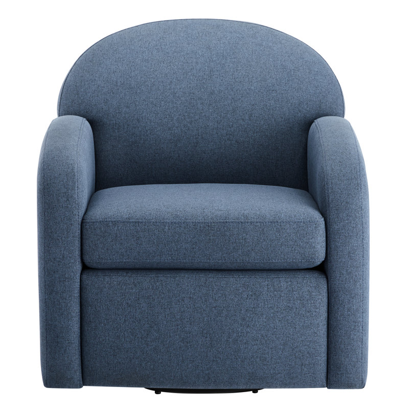 Blue Swivel Chair, 360 Degree Mechanism, Coil Spring Seats, Removable And Reversible Seat Cushion, No Assembly Required, Modern Style, Hemp Like Fabric, Soft Lustre Chair With Swivel, Fabric A