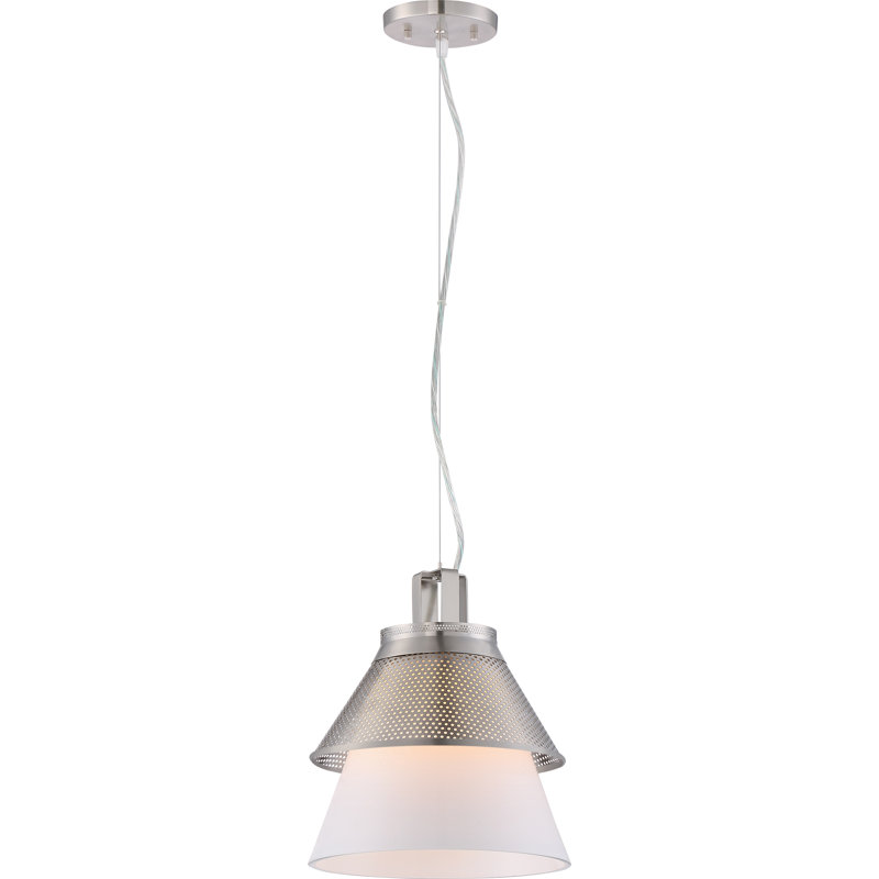 Luminaire suspendu 1 lumière à cône simple Ophiuchus, Nickel brossé
