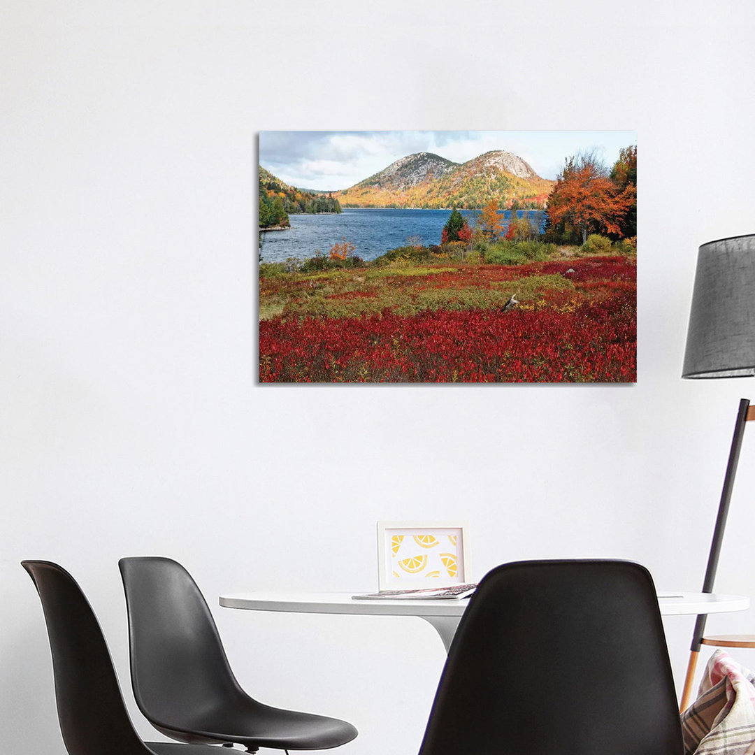 Jordan Pond And The Bubbles, Fall Scenic View, Acadia National Park, Maine by George Oze - Wrapped Canvas Print