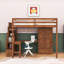 Lit mezzanine double multifonctionnel avec bureau en L, armoire et station de charge-1713282740