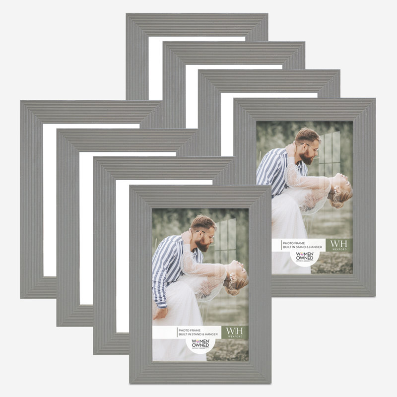 Ensemble de 8 cadres muraux en bois 8 "x 7" gris, 4 po x 6 po