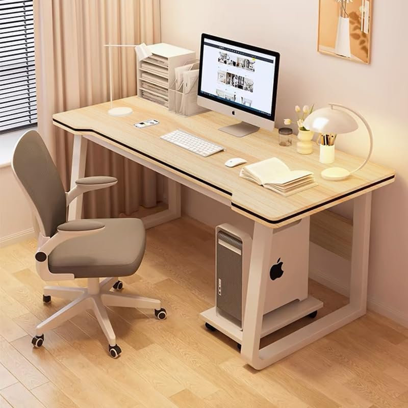 XUEGW Bureau d'écriture pour jeux vidéo en bois massif 39,4 pouces, 28.74" H x 39.3" W x 23.6" D, Naturel