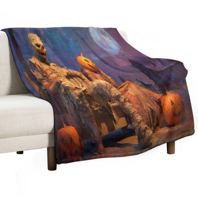 Jeté de maman en flanelle de luxe avec scène de nuit, couverture douce et chaude pour le canapé-lit