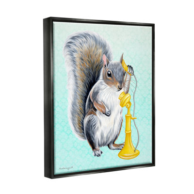 «Squirrel Talking Yellow Candlestick téléphone à motifs formes» par Amelie Legault - reproduction sur toile flottante